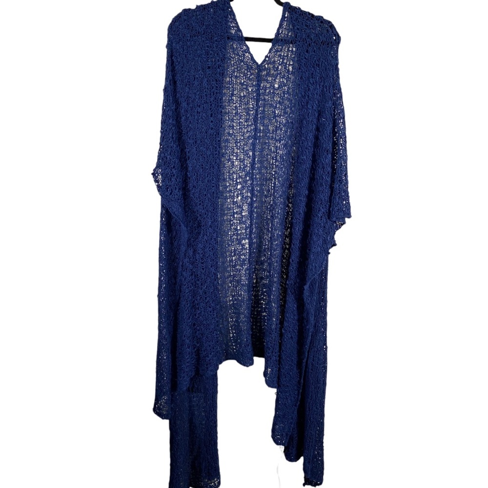 Indigo Thread Navy Blue Crochet Kimono High Low Style one Size